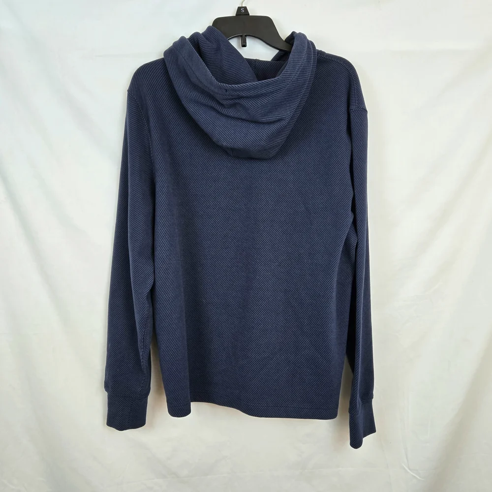 J.‎ Crew Knit Men's Navy Blue Diagonal Stripe Long Sleeve Fleece Hoodie Medium